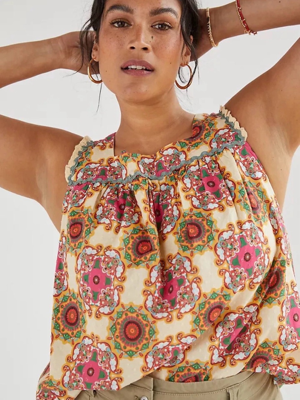 Anthropologie Let Me Be Abstract  Adorable Lined Blouse Size 8